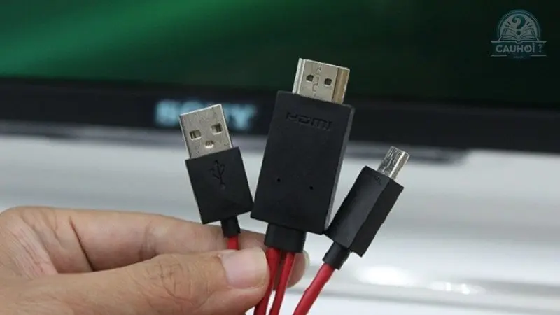 Kết nối điện thoại với tivi bằng cáp Kết nối điện thoại với tivi bằng cáp