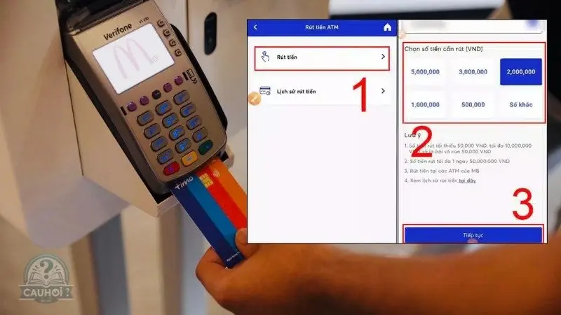 Các bước thực hiện giao dịch rút tiền ATM Các bước thực hiện giao dịch rút tiền ATM