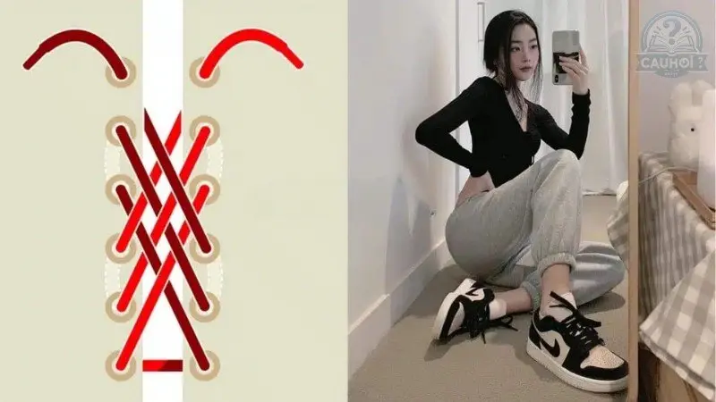 buộc dây giày kiểu lưới buộc dây giày kiểu lưới