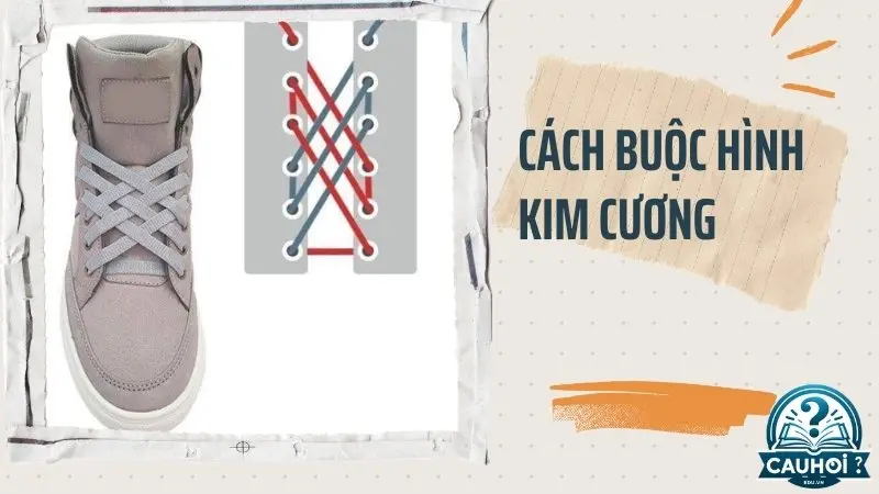 Cách thắt dây giày 5 lỗ hình kim cương Cách thắt dây giày 5 lỗ hình kim cương