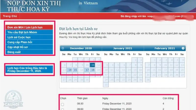 Quy trình đặt lịch hẹn phỏng vấn Quy trình đặt lịch hẹn phỏng vấn