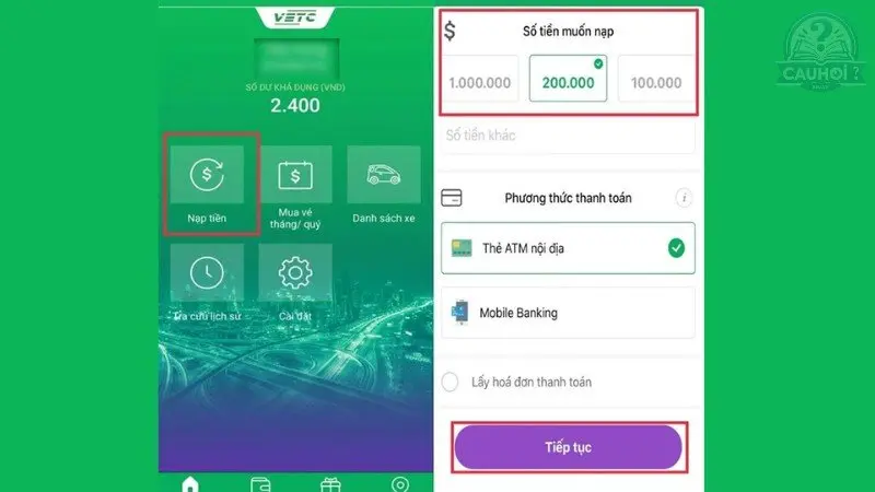 Hướng dẫn nạp tiền VETC Hướng dẫn nạp tiền VETC