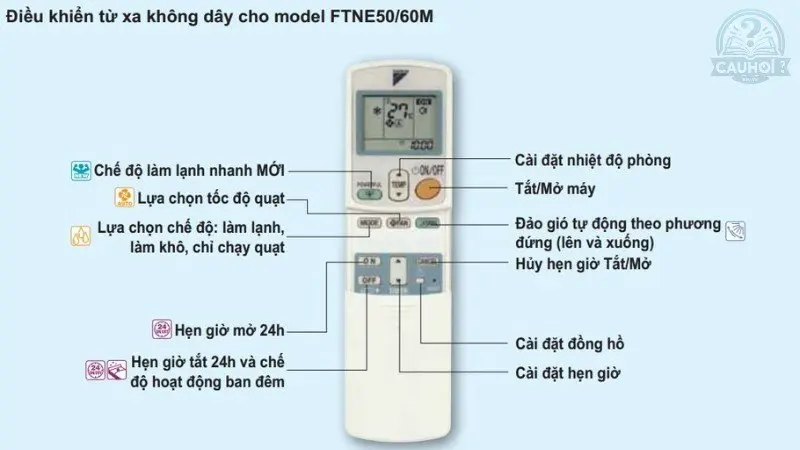 Hướng dẫn sử dụng các chức năng trên remote Daikin Hướng dẫn sử dụng các chức năng trên remote Daikin