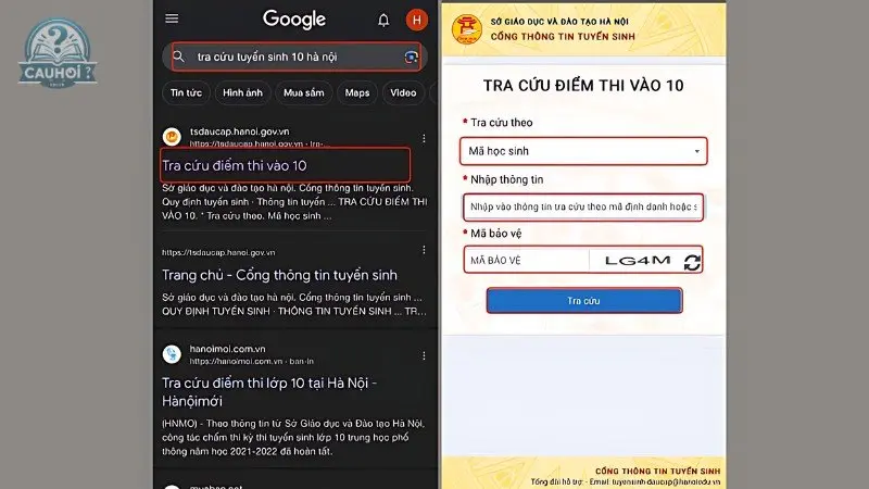 Các cách thức tra cứu điểm thi 2 Các cách thức tra cứu điểm thi 2