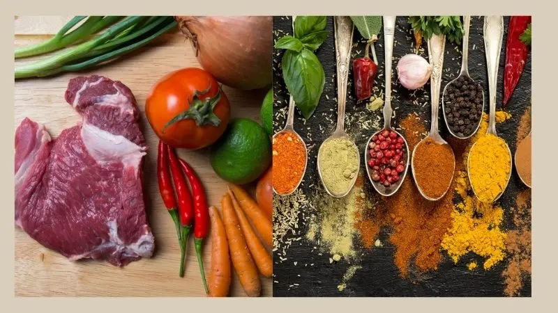 Nguyên liệu chuẩn bị cho món bò lúc lắc Nguyên liệu chuẩn bị cho món bò lúc lắc