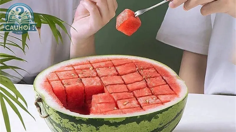 Bổ dưa hấu hình vuông hoặc khối lập phương Bổ dưa hấu hình vuông hoặc khối lập phương