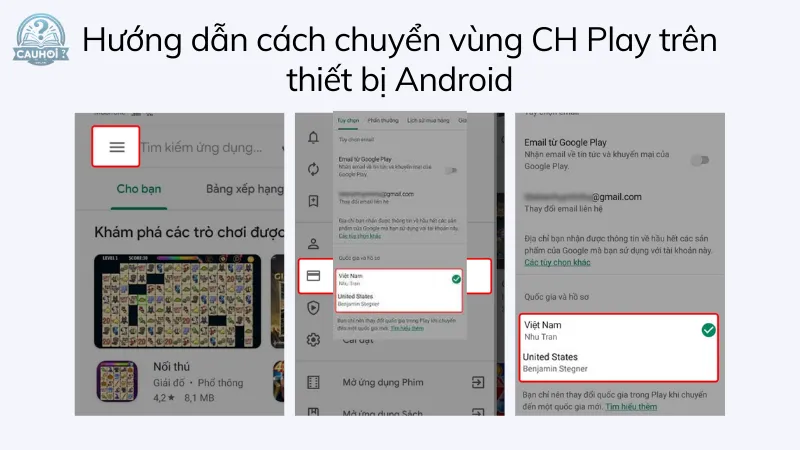 Hướng dẫn cách chuyển vùng CH Play Android Hướng dẫn cách chuyển vùng CH Play Android