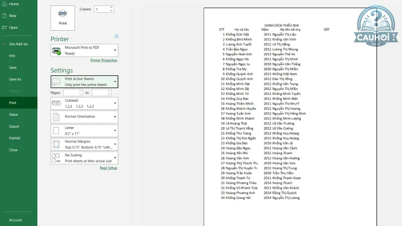 Truy cập vào File > Print Truy cập vào File > Print