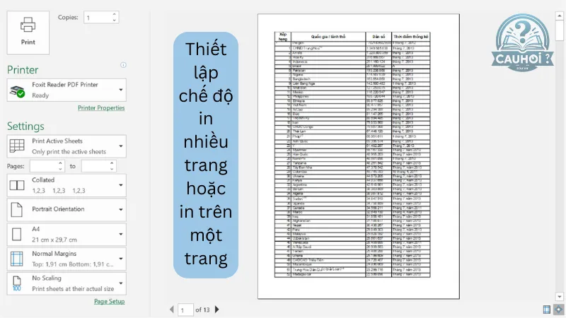 Thiết lập chế độ in nhiều trang hoặc in trên một trang in Thiết lập chế độ in nhiều trang hoặc in trên một trang in